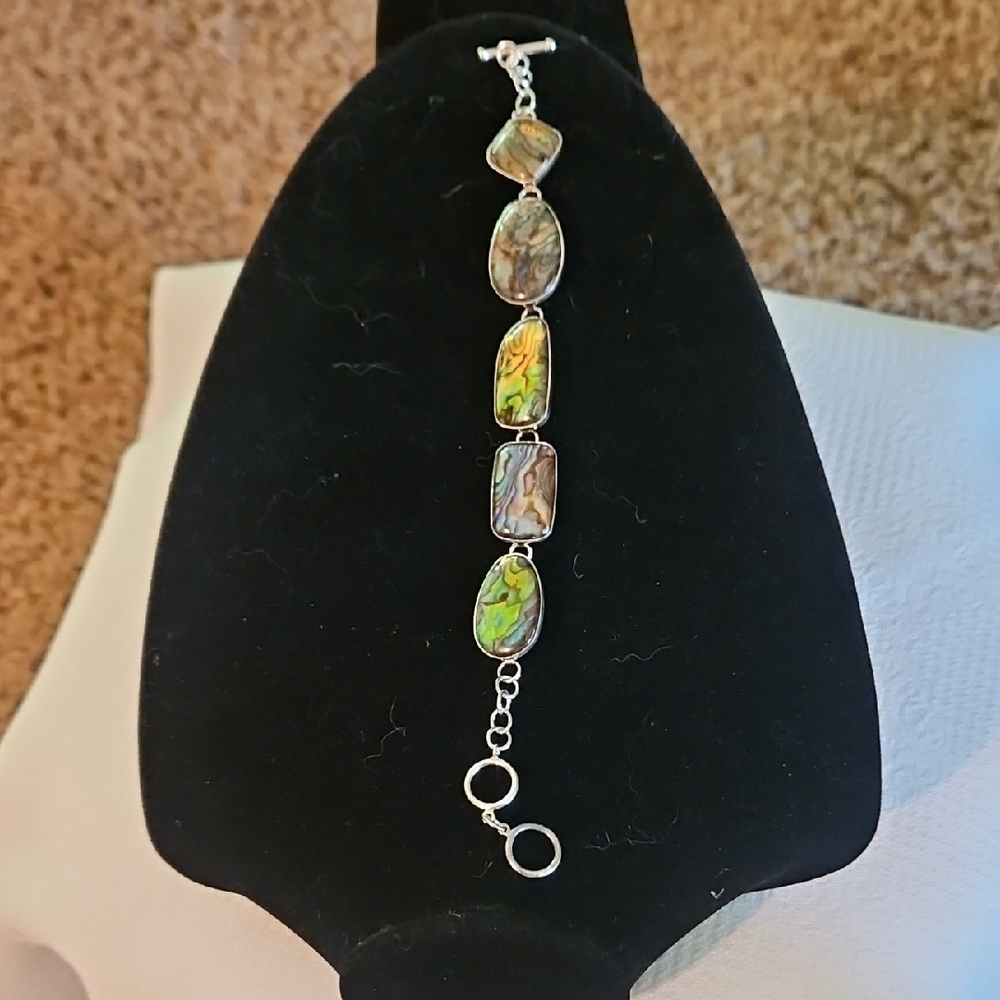Vintage Lucoral Lucas LaMeth LUC Sterling Silver Abalone Bracelet